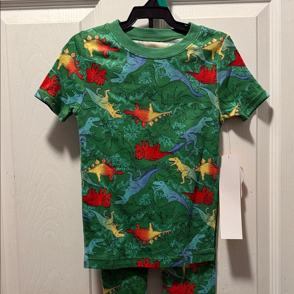 Green Dinosaur Print Kids Pajama set 5T